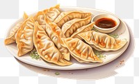 PNG Dumpling plate food meal. AI generated Image by rawpixel.