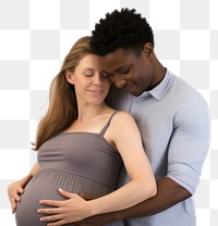 PNG Hugging pregnant adult woman. 