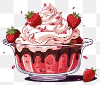 PNG Strawberry dessert sundae cream. AI generated Image by rawpixel.