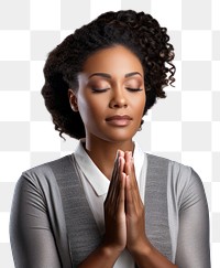 PNG Portrait praying adult woman. 