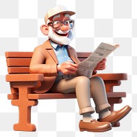 PNG Sitting reading paper bench. 