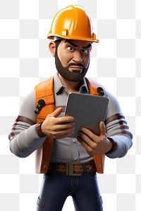 PNG Computer portrait holding hardhat. 