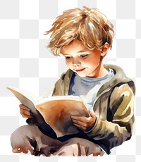 PNG Portrait reading child publication. AI generated Image by rawpixel.