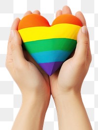 PNG Holding rainbow heart hand. 