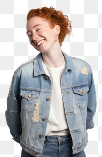 PNG Jacket jeans laughing portrait. 