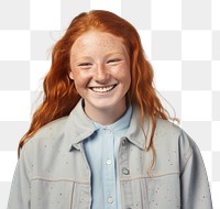 PNG Cheerful portrait laughing freckle. 