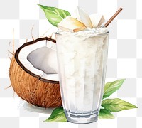 PNG Coconut fruit drink glass. 