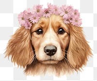 PNG Spaniel mammal animal flower. AI generated Image by rawpixel.