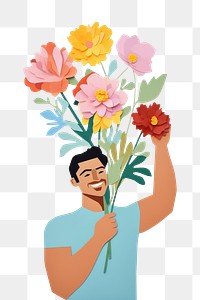 PNG Painting flower portrait holding. AI generated Image by rawpixel.