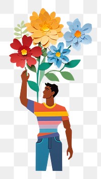 PNG Flower painting holding craft. AI generated Image by rawpixel.