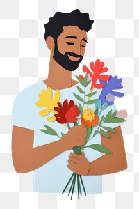 PNG Flower portrait smiling holding. AI generated Image by rawpixel.