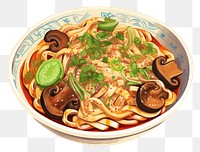 PNG Noodle soup plate food, digital paint illustration. AI generated image