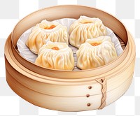 PNG Dumpling food white background xiaolongbao, digital paint illustration.