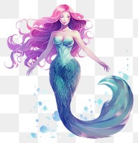 PNG Mermaid, digital paint illustration. AI generated image