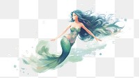 PNG Mermaid, digital paint illustration.