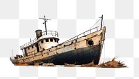 PNG Ship watercraft shipwreck vehicle, digital paint illustration. AI generated image