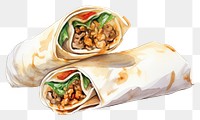 PNG Food burrito bread white background, digital paint illustration.