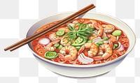 PNG Food plate soup meal, digital paint illustration.