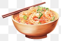 PNG Food chopsticks noodle meal, digital paint illustration. 