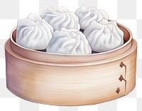 PNG Dumpling food xiaolongbao chopsticks, digital paint illustration. AI generated image