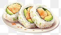 PNG Sushi plate food rice, digital paint illustration. AI generated image