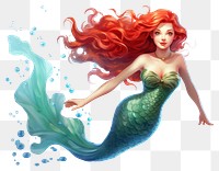 PNG Mermaid, digital paint illustration.