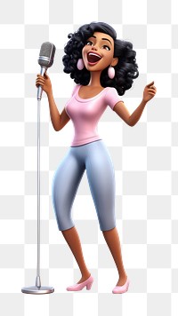 PNG Microphone cartoon adult woman. 