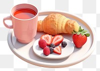 PNG Croissant berry fruit plate. 