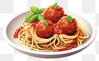 PNG Spaghetti meatball pasta plate. 