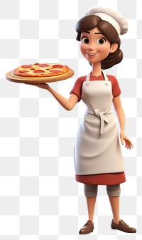 PNG Cartoon pizza smiling cook. 