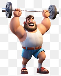 PNG Weightlifting cartoon sports white background. AI generated Image by rawpixel.