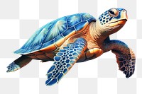 PNG Sea turtle, digital paint illustration.