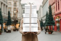 Stacked gift boxes png transparent mockup