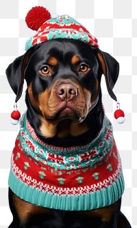 PNG Rottweiler christmas portrait sweater transparent background