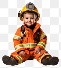 PNG Portrait sitting fireman helmet. 