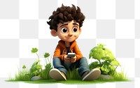 PNG Cartoon sitting grass cute. AI generated Image by rawpixel.