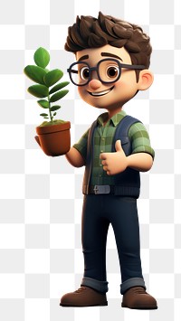 PNG Cartoon plant smiling holding. 