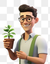 PNG Cartoon plant smiling holding. 