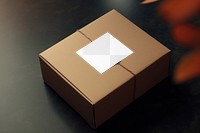 Paper box label png mockup, transparent design
