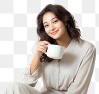 PNG Sitting smile cup mug transparent background