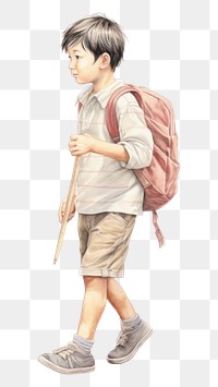 PNG Footwear backpack portrait drawing transparent background