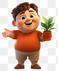 PNG Smiling cartoon plant toy. 