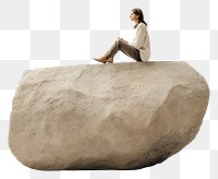 PNG Sitting adult photo rock. AI generated Image by rawpixel.
