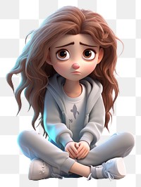 PNG Cartoon women cute cross-legged. AI generated Image by rawpixel.