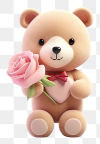 PNG Cute rose bear toy. 