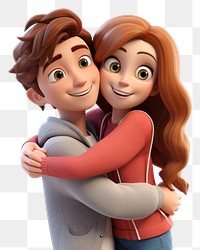 PNG Smiling hugging cartoon adult. 