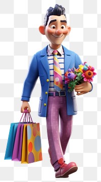 PNG  Figurine cartoon flower toy. AI generated Image by rawpixel.