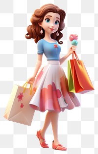 PNG  Figurine shopping cartoon dress. AI generated Image by rawpixel.