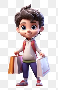 PNG  Shopping cartoon cute doll. AI generated Image by rawpixel.