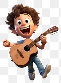 PNG Cartoon guitar musician playing guitar. 